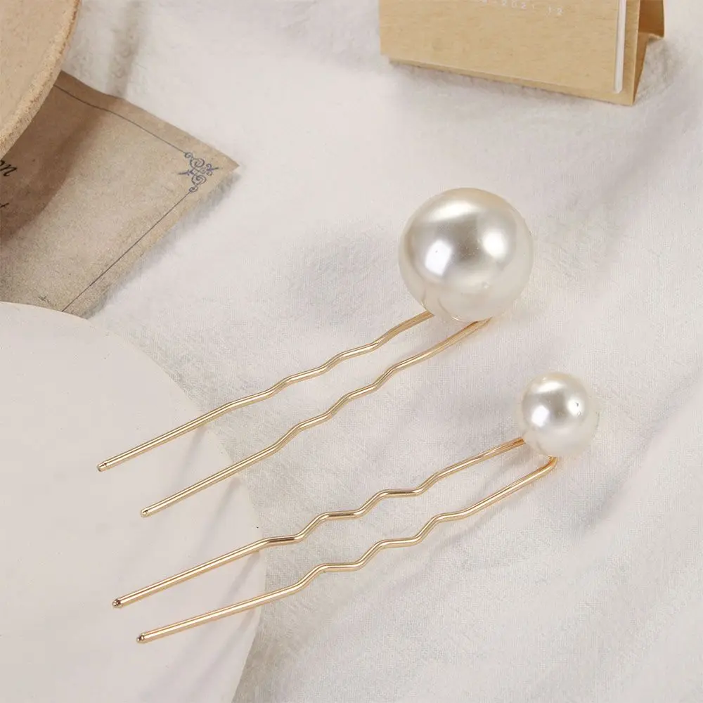 Fashion Jewelry Women Headdress Wedding Bridal U-shaped Hairpin Hair Accessories Hair Style Tools Pearl Hair Stick