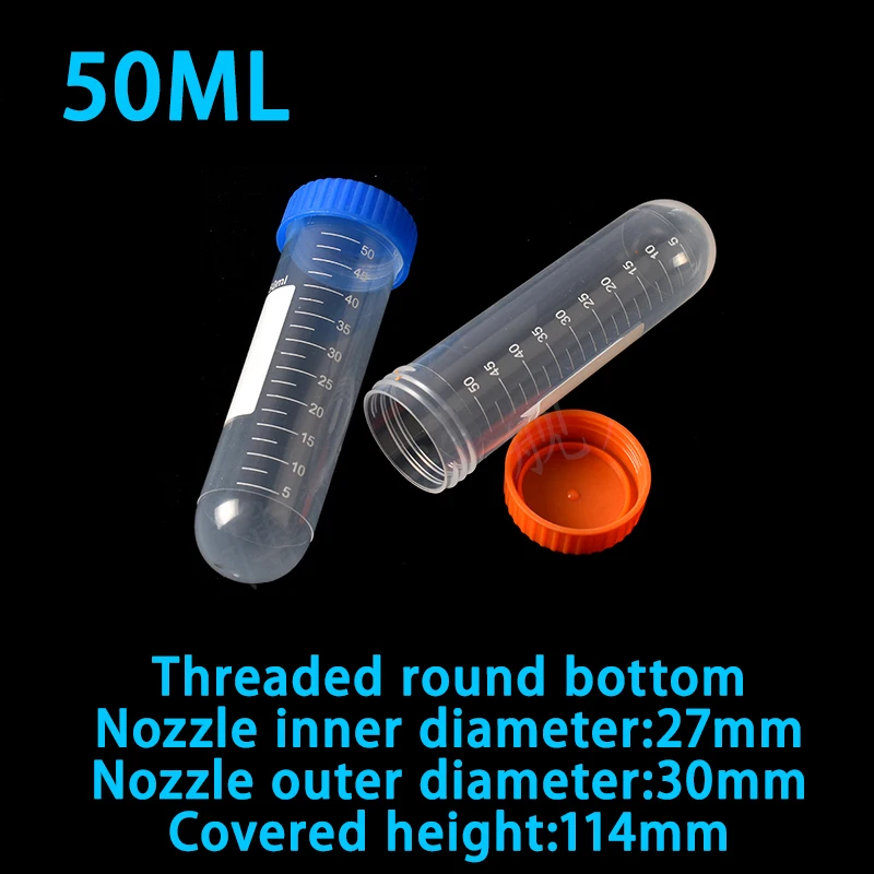 

Centrifugal test tube plastic graduated thread mouth round bottom pointed bottom transparent test tube can be vertical 50/100ml