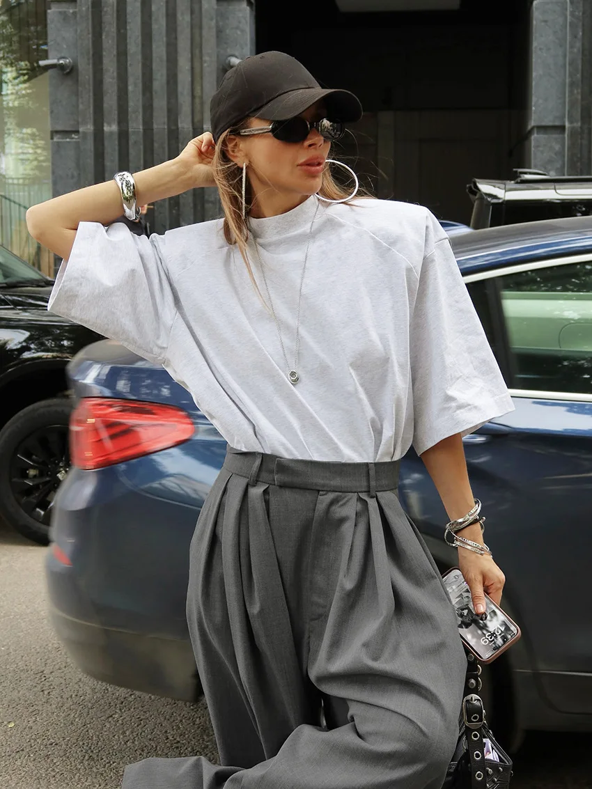 Casual Women's Trousers Autumn Winter Loose Fashionable Solid Color Versatile Clothes High Waist Pocket Wide Leg Trousers
