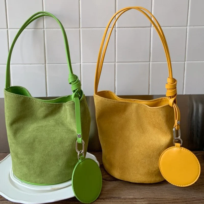 

New Soft Suede Single Shoulder Underarm Bag for Women Fashionable Casual Simple Versatile Bucket Bag