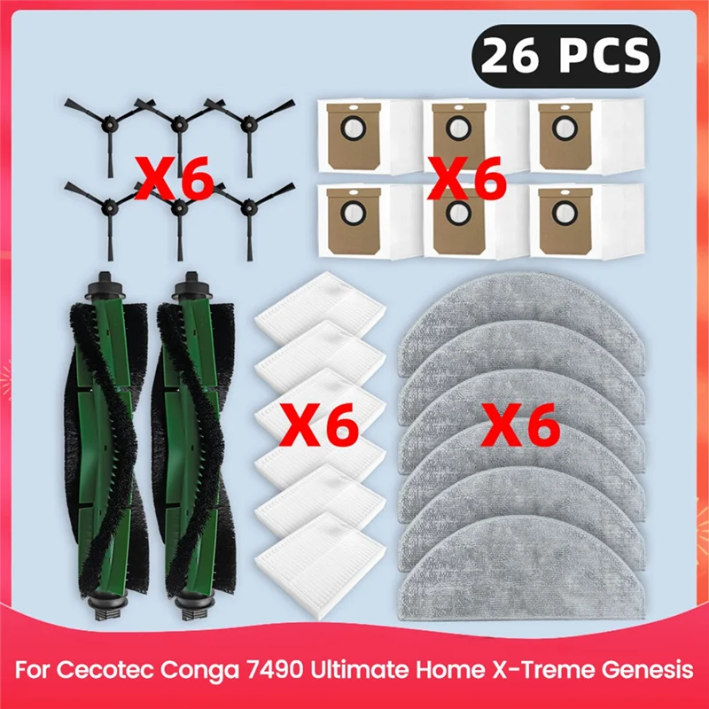 A005-для Cecotec Conga 7490 Ultimate Home X-Treme Genesis запасные части фильтр основная боковая щетка швабра мешок для пыли аксессуары