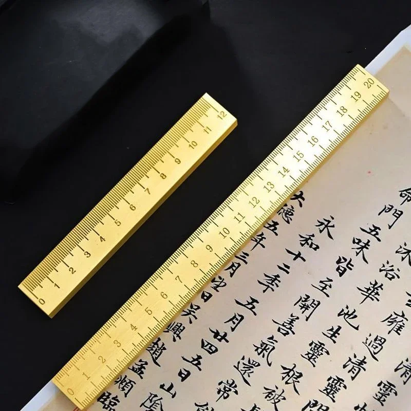 

Solid Brass Paperweight Vintage Metal Calligraphy Painting Press Paper Weight Ruler Brush Holder Classical Cultural Creation