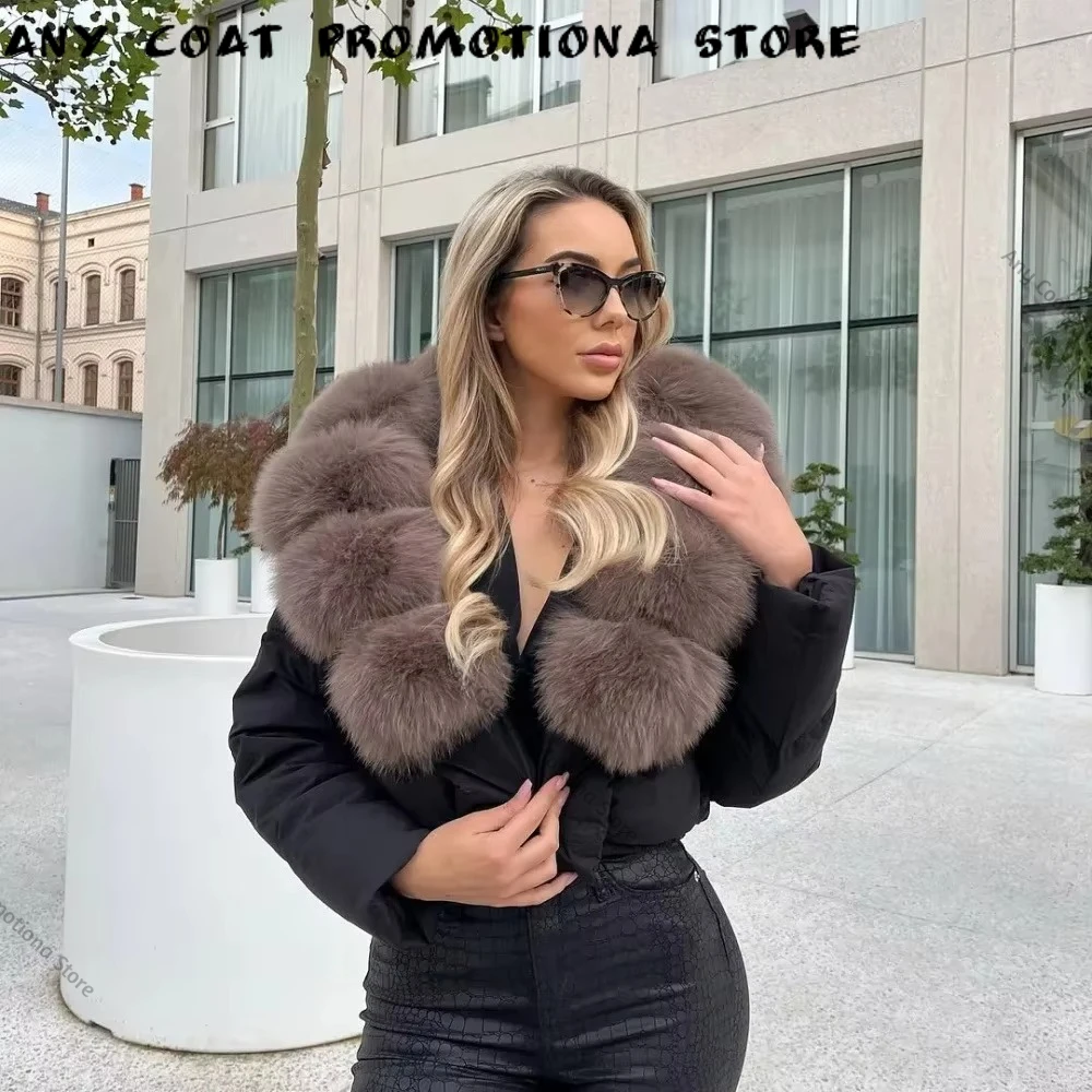 Women Warm Down Jacket Removable Fur Winter Short Puffer Jacket Thermal Windproof Modern City Fashion for Daily Wear Versatile