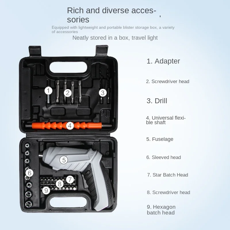 Electric screwdriver rechargeable household small electric drill, mini automatic screwdriver, electric screwdriver tool set