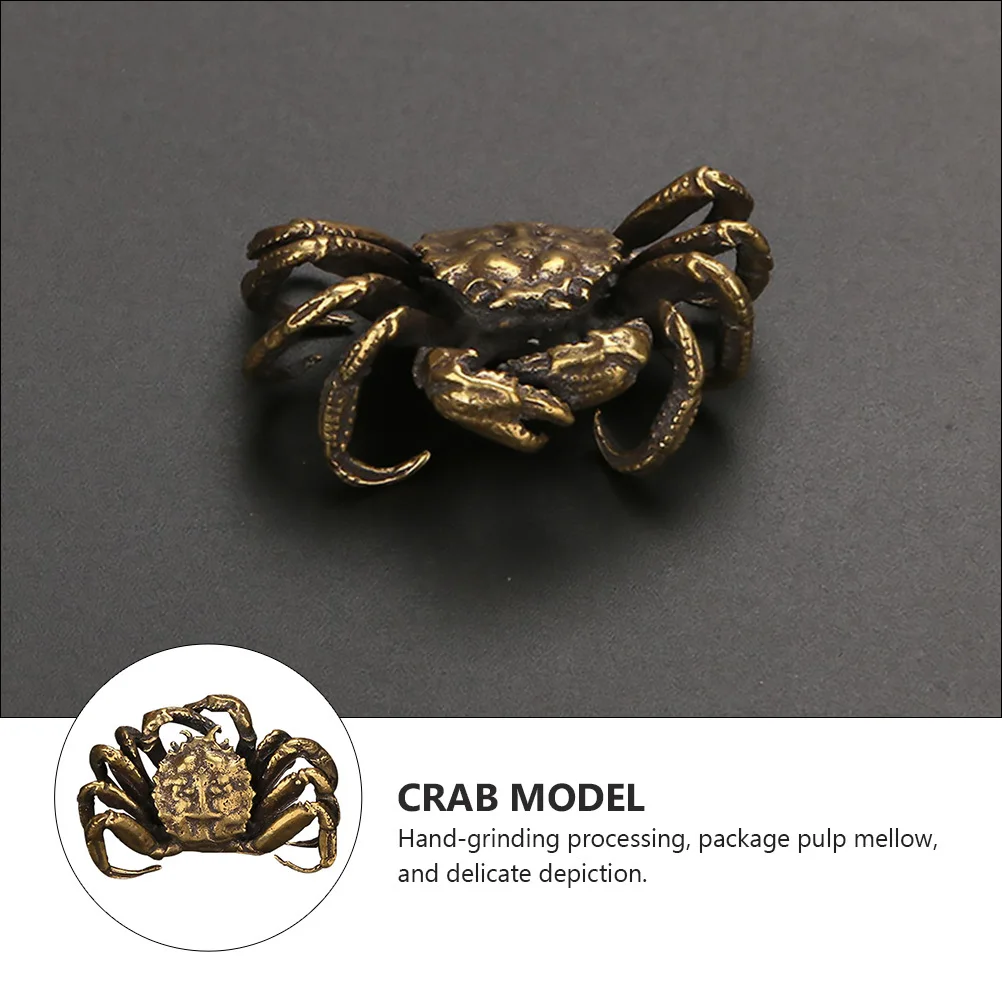 

Brass Crab Sculpture Collection Stable Powerful Hand Painted Lines Fashion Vivid Desktop Ornament Brass Crab Decoration