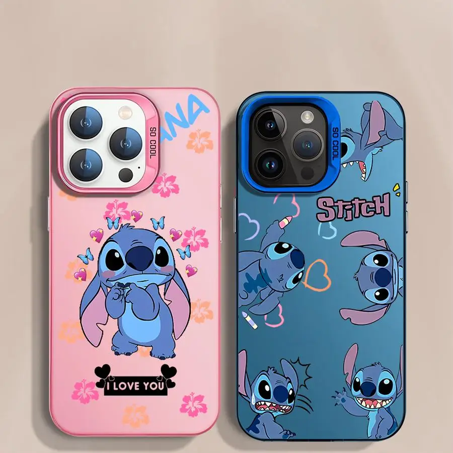 Disney Stitch Cute Phone Case for Apple iPhone 16 11 13 15 Pro 12 14 16 ProMax 13 12 15 14 Plus Hard PC Capa Cover