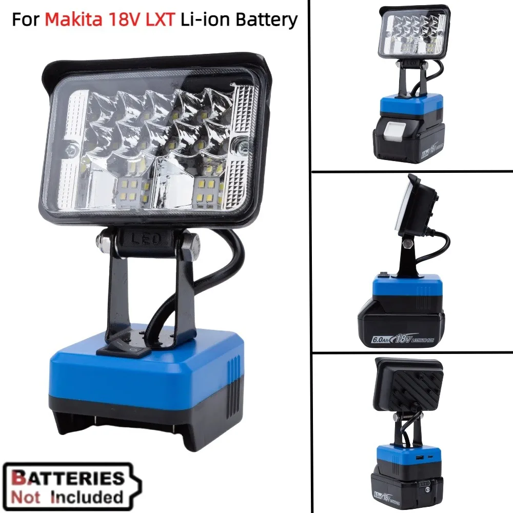 Портативный светодиодный рабочий фонарь с литиевой батареей для Makita 18 В LXT, литий-ионный аккумулятор с зарядкой через USB TYPE-C, уличное аварийное освещение для кемпинга