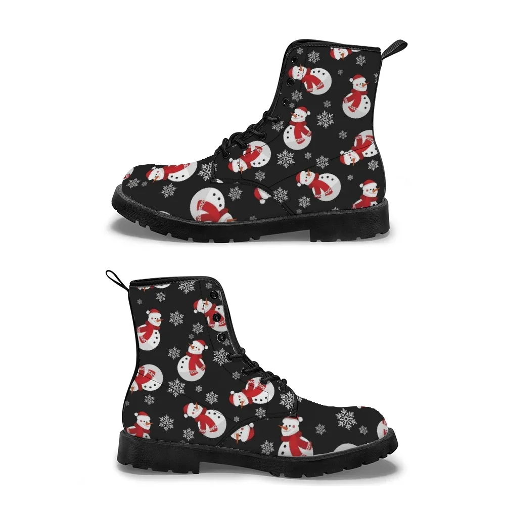 Christmas snowman print mid-calf boots suitable for both men and women are a great choice for autumn and winter