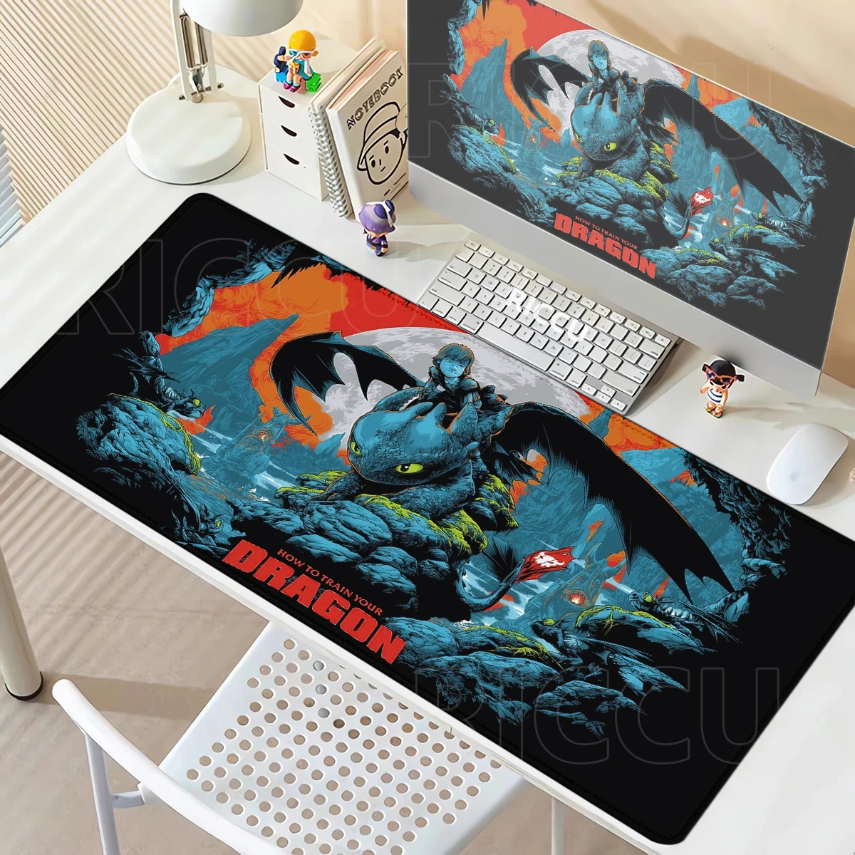 Anime Train Your Dragon Cute Toothless Mousepad Computer Gamers Locking Edge Non-slip Mouse Pad XXL90x40cm Keyboard PC Desk Mat