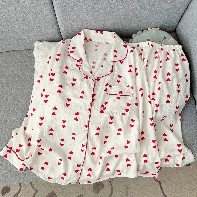 Spring and Autumn Pajamas, Women's Long Sleeve Long Pants, Cartoon Cute Beauty Girl Home Clothes Set, Can be worn outside