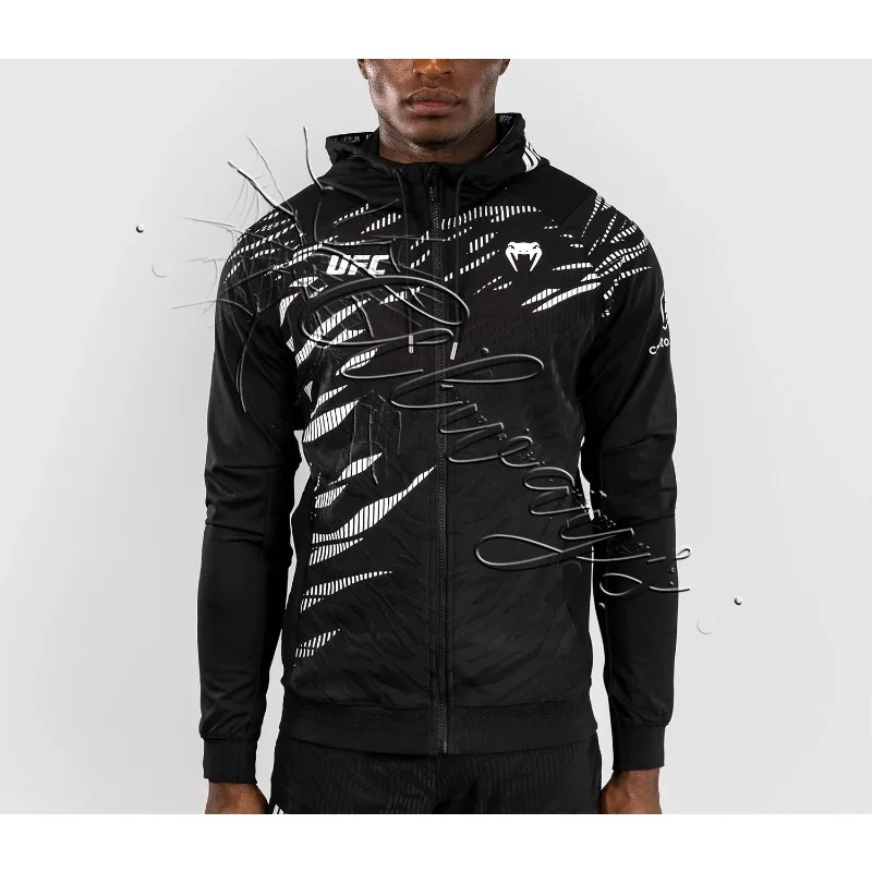 Nowa kolekcja Jesień/Zima 2026: Bluza z kapturem na zamek dla entuzjastów treningu bokserskiego, specjalny strój bokserski UFC, męski zestaw modowy.