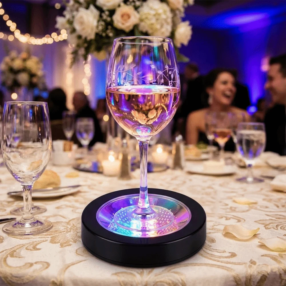 Portable Base Round LED Light Coaster Battery Powered Colorful Glow Cup Pad Gravity Sensing Smooth Bar Drink Base Wine Display