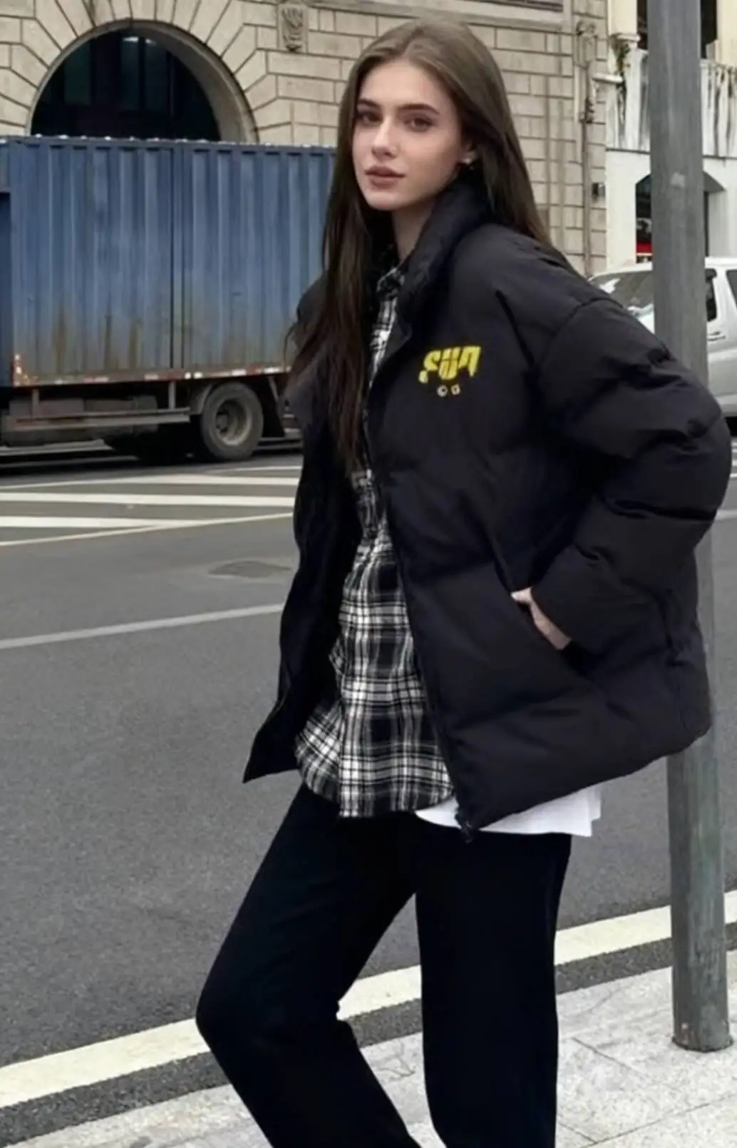 Parkas Womens Militares Autumn Linen Lining Buttoned Fitted Waist-Closed Cropped Layered O-Neck College School Uniform Preppy OL