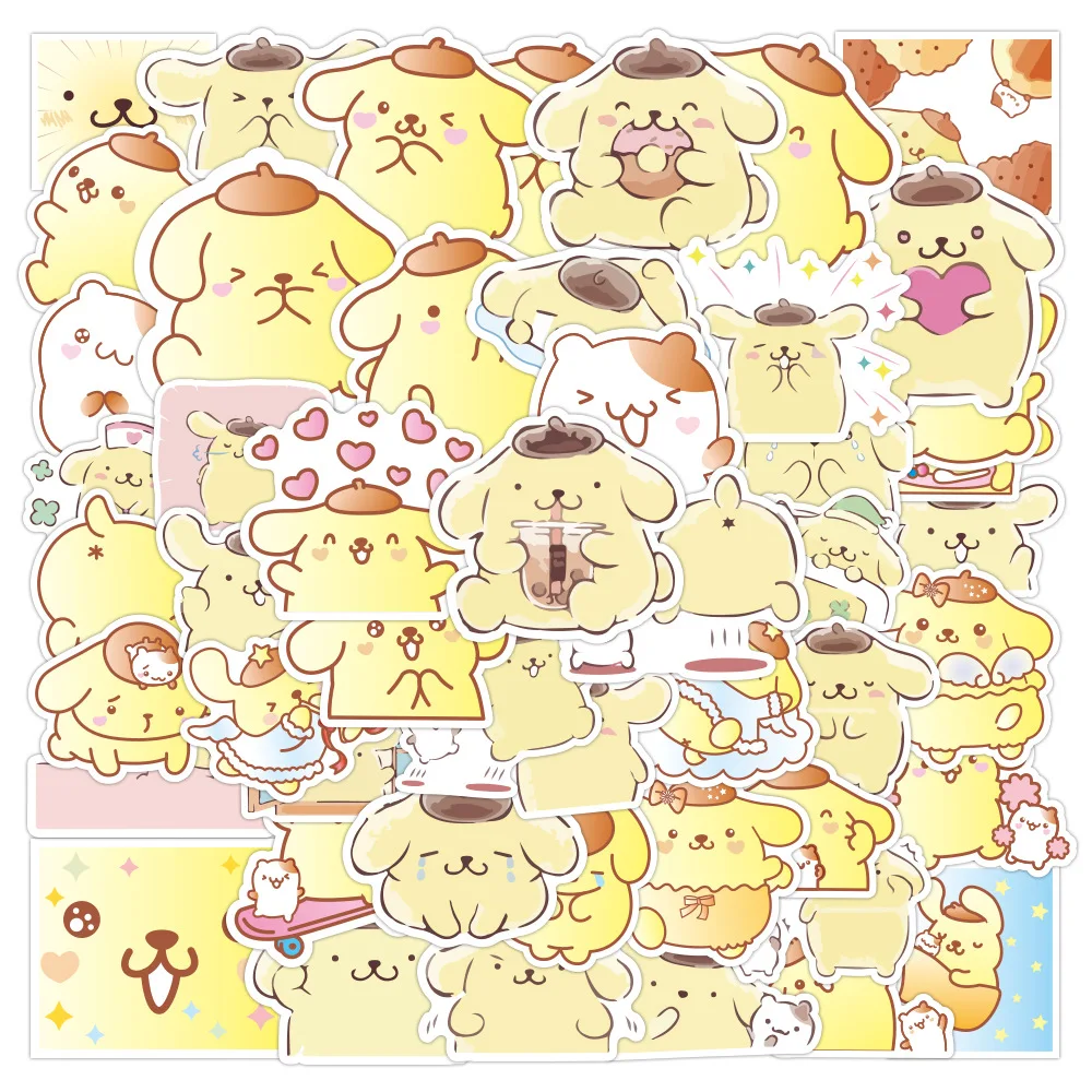 Pegatina de popompurin de 50/60 piezas, bonita funda de teléfono móvil con dibujos de mascotas, Material de decoración de cuenta de mano