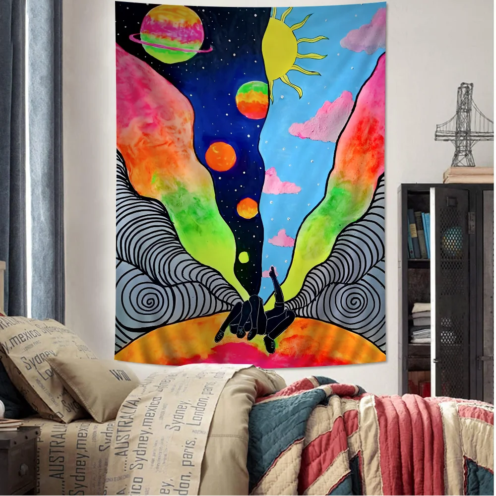 

Psychedelic Art Hanging Bohemian Tapestry Hanging Tarot Hippie Wall Rugs Dorm Japanese Tapestry