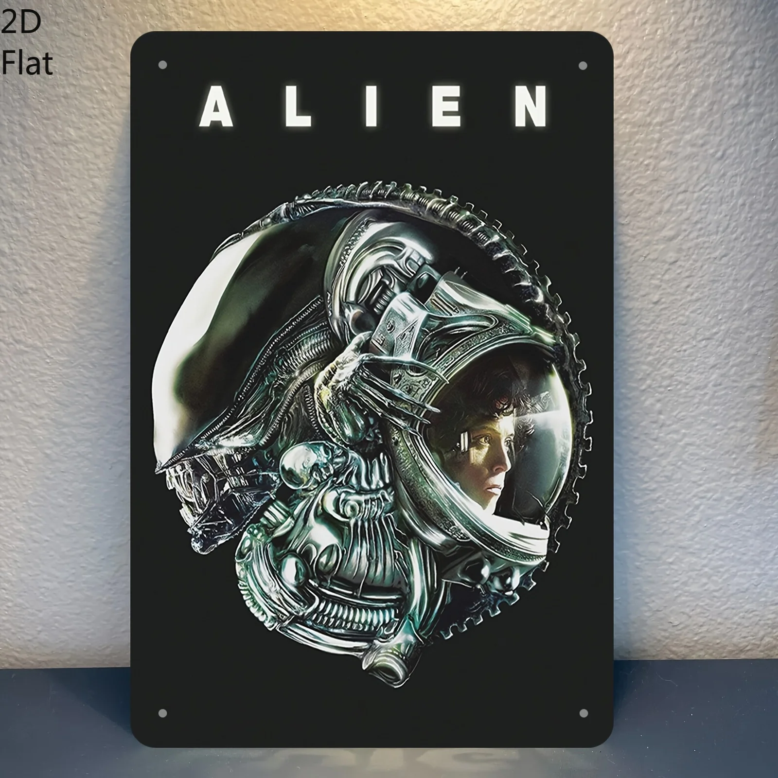 Affiche de film vintage Alien en métal - Décoration murale en étain pour les abris masculins, les bars, les garages et les cinémas à domicile, facile à accrocher, sans perçage