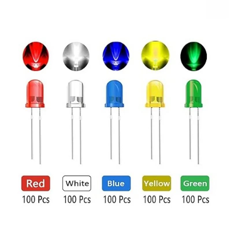 AUKENIEN 500pcs 5MM LED light-emitting diode classification kit