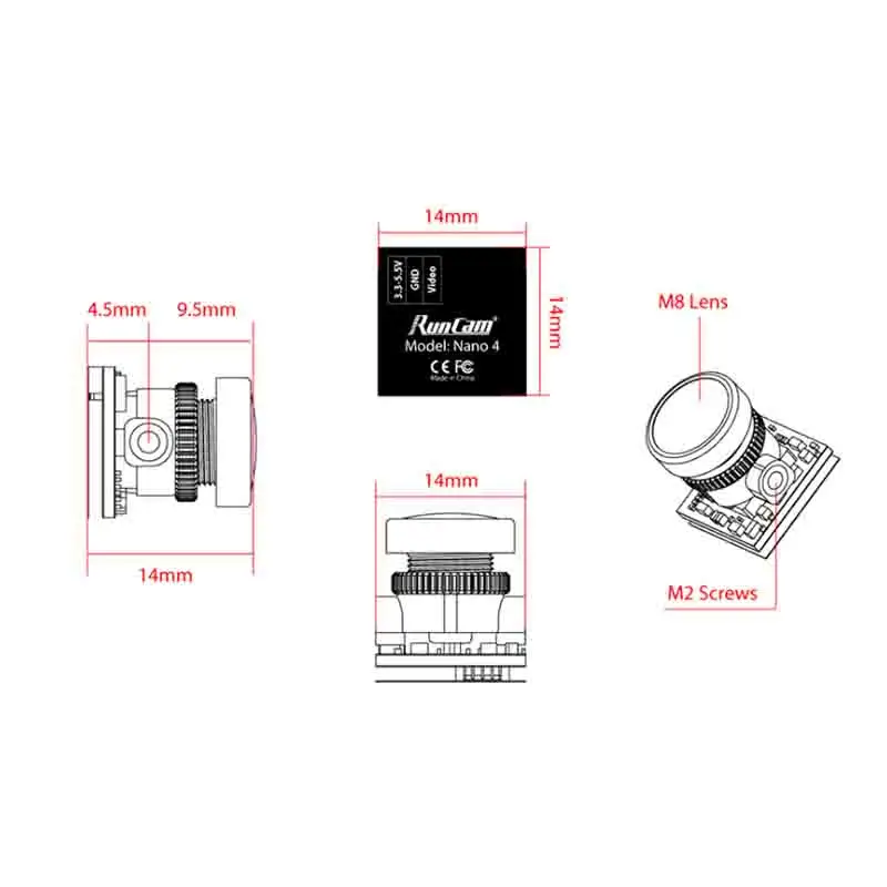 

RunCam FPV Camera Nano 4 Mini Cam 800TVL 2.1mm Lens Drone Accessories