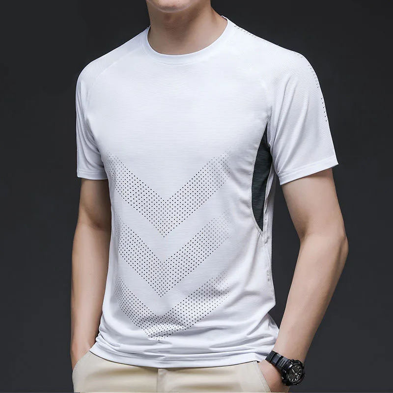 Men Outdoor Sport Short Sleeve T-Shirt Streetwear Male Clothes Gym Jersey Summer Quick-drying Pullover Basic Fashion Fitness Top