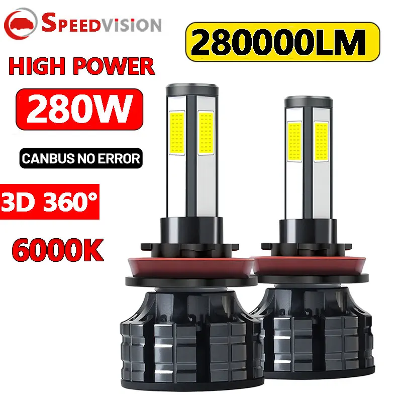 

3D 360 H7 Led Canbus Car Headlights Bulbs 280000LM H11 H4 H1 HB3 9005 HB4 9006 9012 280W Automotive Fog Lights Turbo Mini Lamp