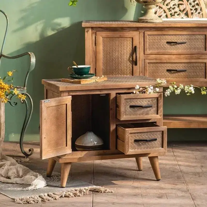 

Nightstands Vintage Wooden Low Bedside Bedroom Table Bedside Table Nightstands Dresser Cabinet Comodini Usm Furniture YY50BT