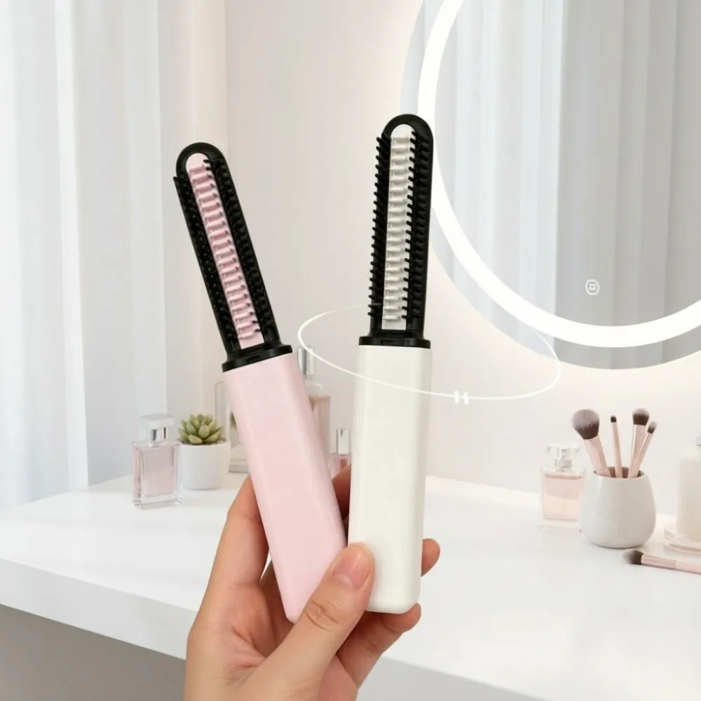 USB Rechargeable Wireless Bangs Comb Fast Heating Frizz-Free Lipstick Straight Comb Pocket Cordless Mini Straight Hair Brush