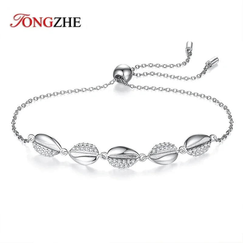 TONGZHE Beach Sea Shell Rope Chain Bracelet Women 925 Sterling Silver Bohemia Vintage Shell Bracelet Anklet Jewelry Party Gift