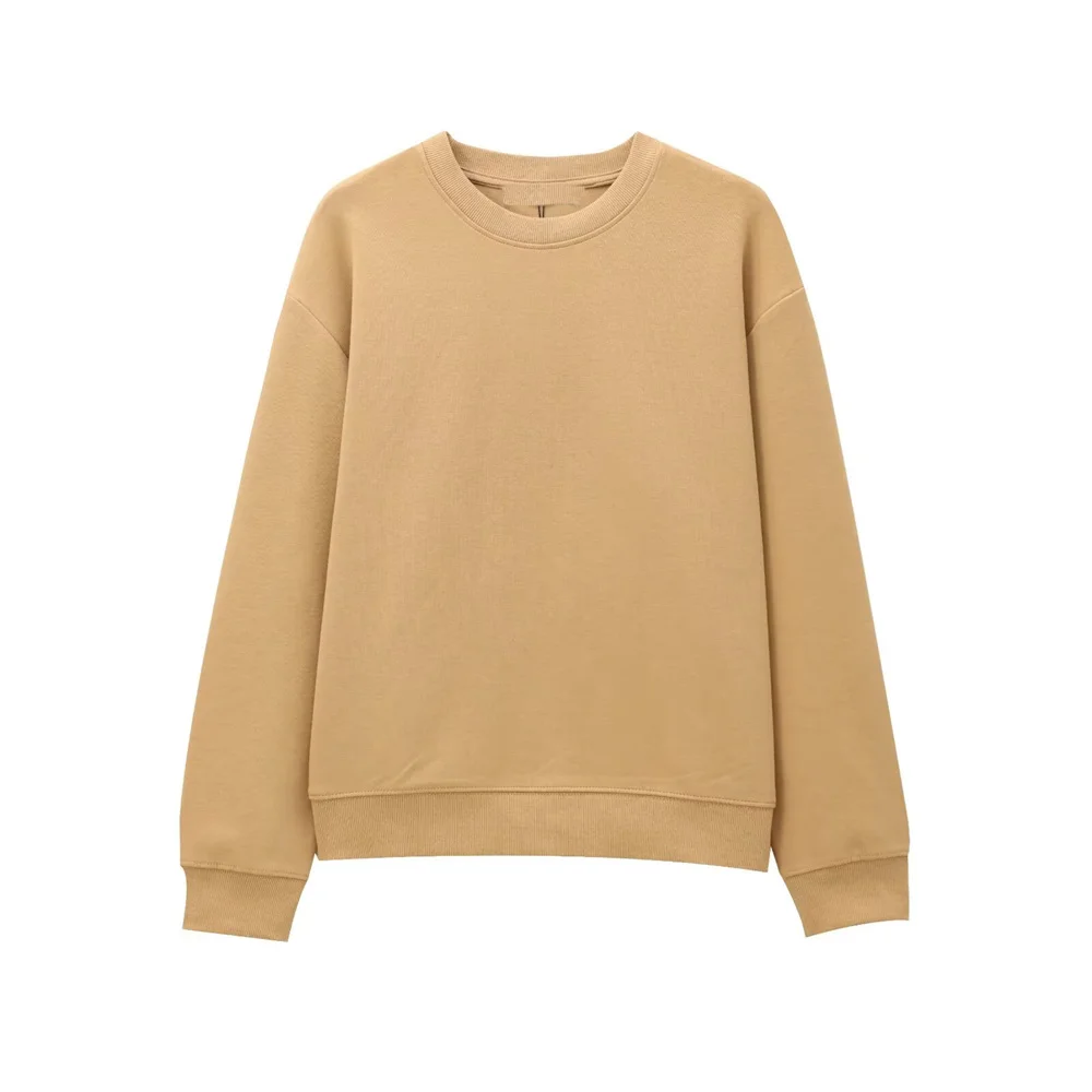 Taop&Za Autumn new women\'s fashionable casual loose round neck long sleeved sweatshirt with split legs and pants set