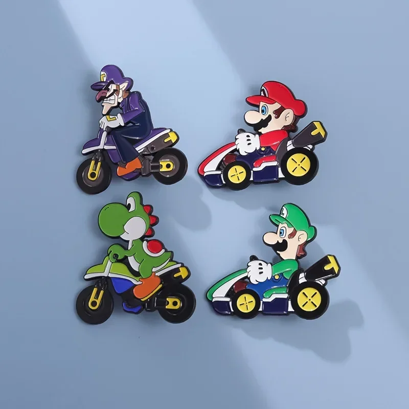 Super Mario Cartoon Spiel Legierung Brosche Anime Figur Luigi Yoshi Waluigi Racing Metall Brosche Abzeichen Emaille Pins Geburtstags geschenk