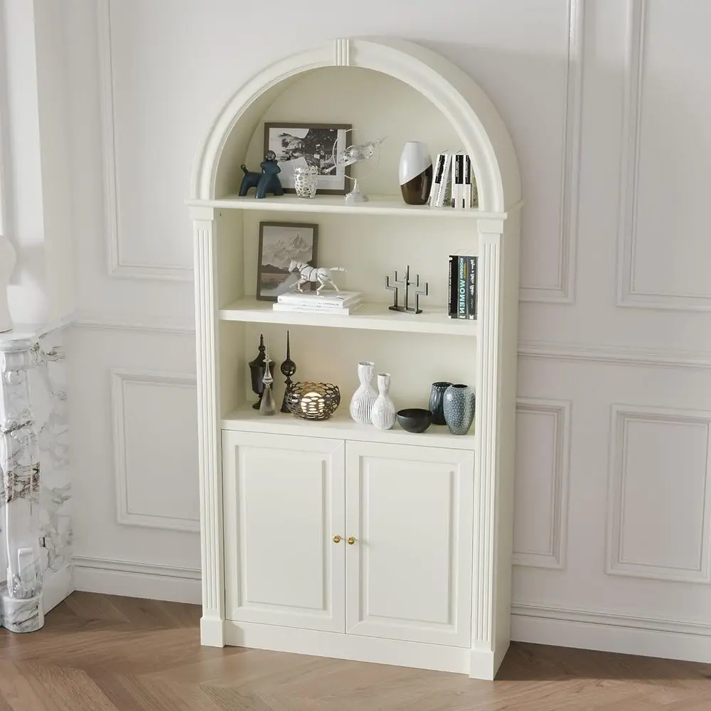 

Contemporary 3-Tier Arched Bookshelf, 71 Tall Storage Organizer for Home Office and Living Room