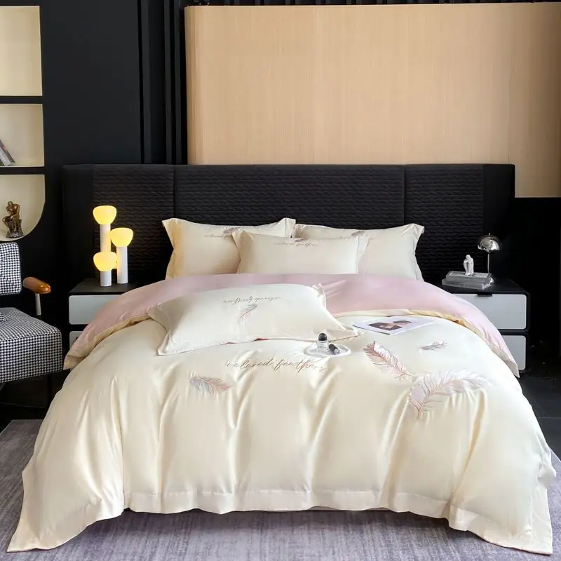 

Luxury Princess Style Embroidered Bedding Set - Girly Non-Cotton Duvet Cover, Sheet & Pillowcases 3/4 Pcs