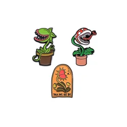 Cannibal Flower Enamel Pin Creative Game Figure Role Brooch Backpack Lapel Badge Funny Plant Jewelry Gift for Friends Wholesale