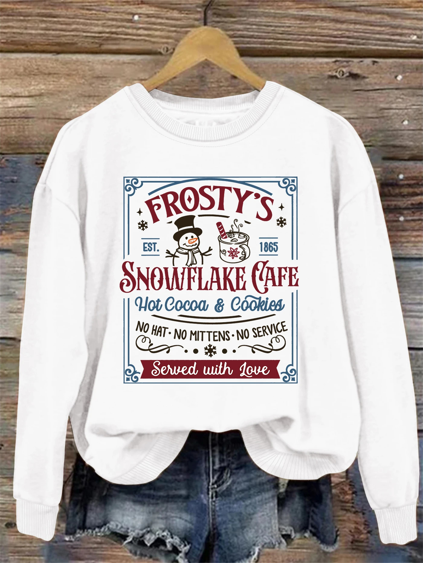 

Christmas print sweatshirt, crew neck casual sweatshirt for winter & fall, women's clothing.