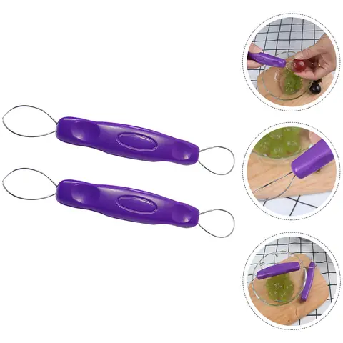 2 Pcs 포도 라즈베리 필러 과일 야채 도구 스테인레스 스틸 Abs 내마 모성 휴대용 주방 가제 다기능