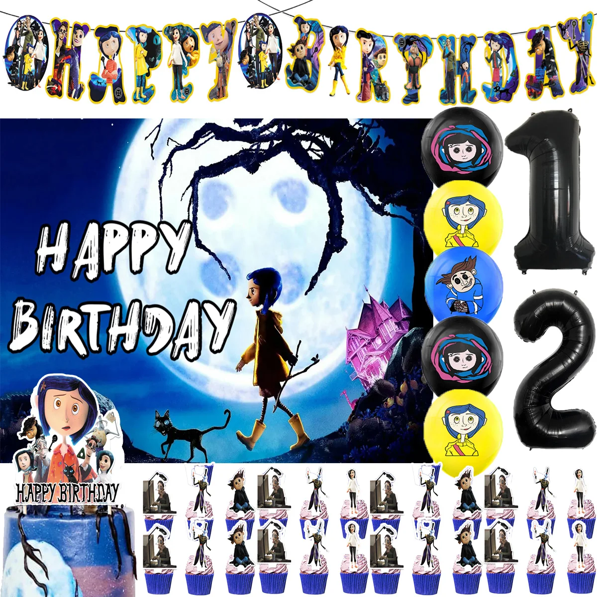 ديزني كورالينز موضوع الاطفال حفلة عيد ميلاد لوازم أنيمي اللاتكس بالون كعكة توبر راية خلفية الديكور استحمام الطفل الدعائم #1