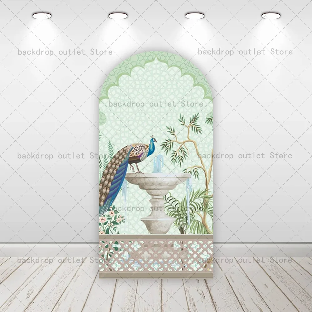 Mehofond Peacock Palace Arch Backdrop Cover Indian Style Floral Tree Wedding Birthday Baby Shower Party Decors Wall Background