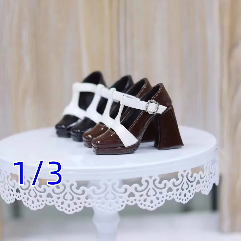 

Cross Buckle Design 1/3 DD/SDGR Square Toe Thick-soled High Heels BJD Doll Shoes Toy Elegant Glossy Black Brown Doll Accessories