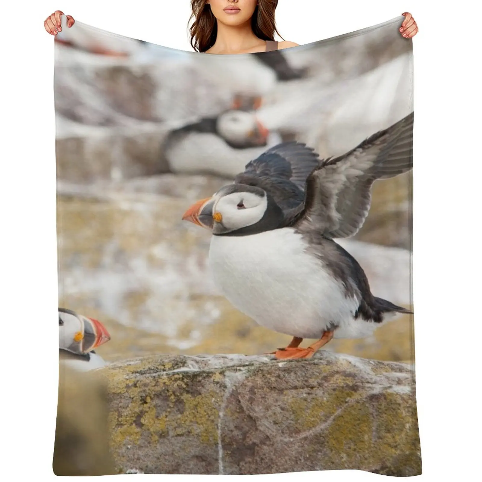 

Atlantic Puffin Photography Throw Blanket Sofa Quilt Luxury bed plaid Luxury Thicken Blankets