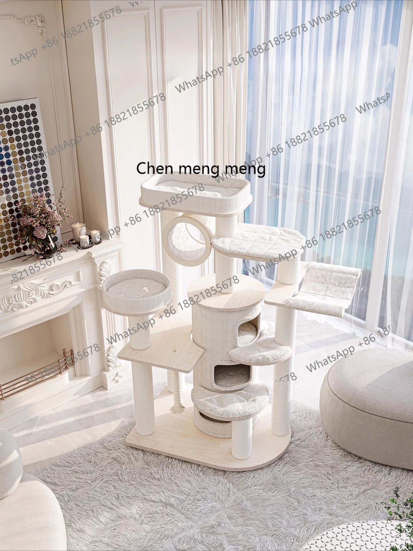 

X cat climbing frame, nest and tree integration, super large solid wood multi-layer cat castle, wooden villa