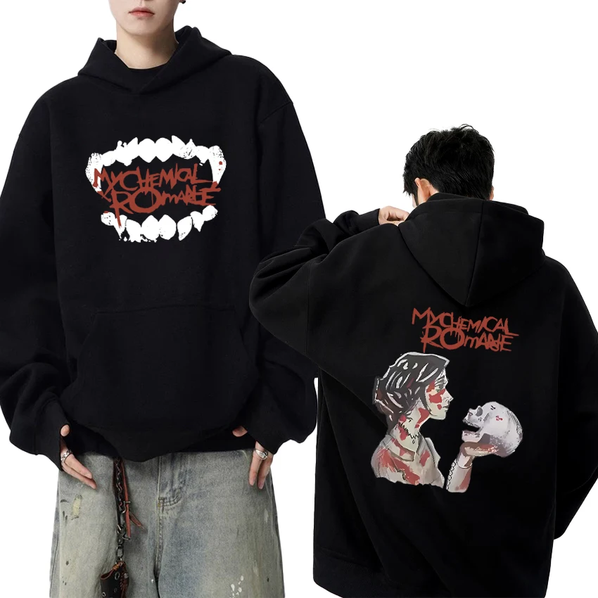 

Рок-группа My Chemical Romance Готическая двусторонняя графика Уличная одежда Унисекс Винтаж Хип-хоп Толстовки Мужчины Женщины Хлопковая толстовка