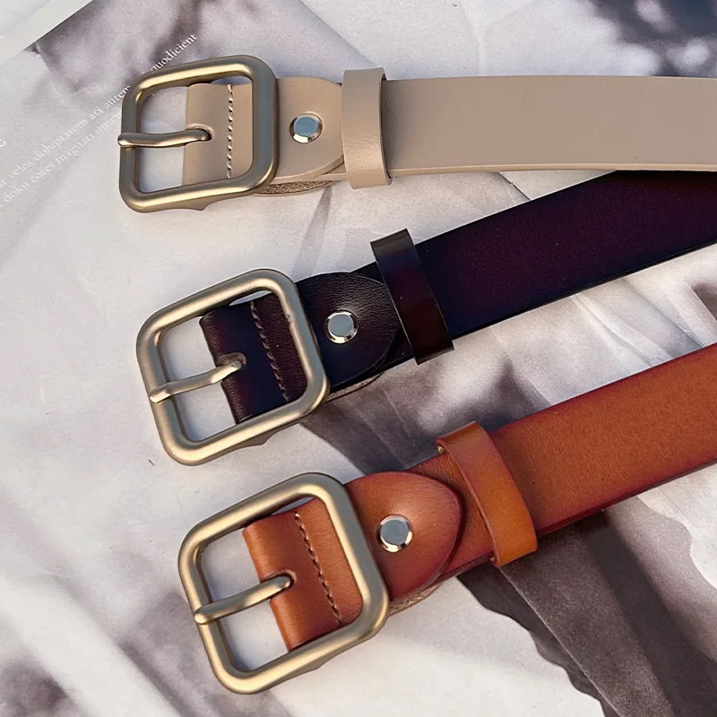 新しい牛革ベルト女性用ピンバックル本革カジュアル多用途レトロベルト