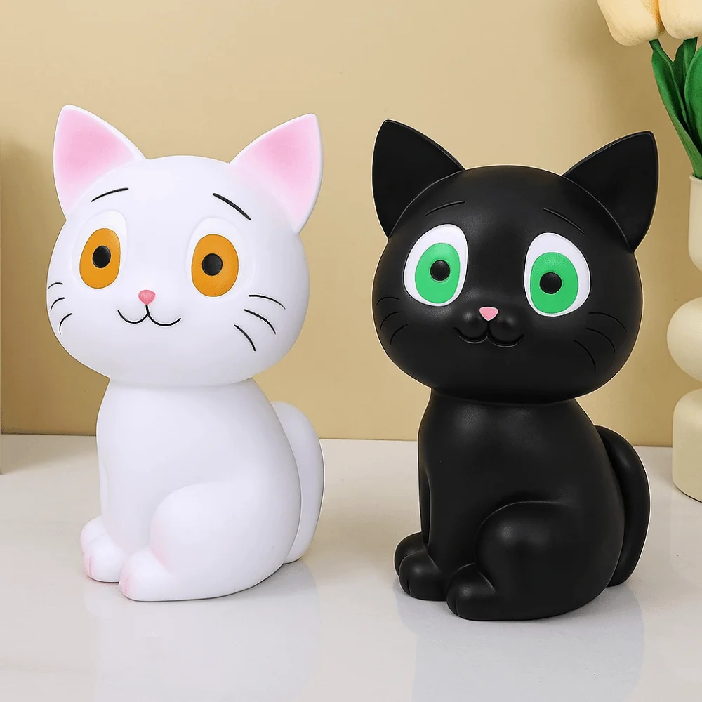 Anti Drop Black Cat Piggy Bank Savings Tank Large Capacity Cartoon Cat Money Boxes Decorative Collectible Cat Model Piggy Bank