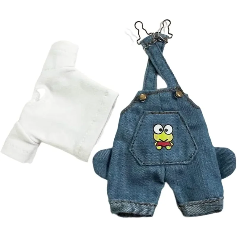 

1/12 BJD Doll Clothes Fashion Suspender Pants T-Shirt Set for ob11 gsc body9 Dolls Accessories (Dark Blue)