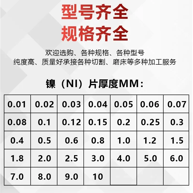 High Purity Metal N4n6 Nickel Plate Length Width 100mm*100mm Thickness 1mm To 10mm Can Be Customized Size