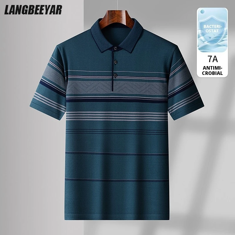 

High End Business New Men's Polo Shirts Designer Short Sleeve Tops Summer Fashions Regular Fit Casual Stripped Mens Clothes 2025