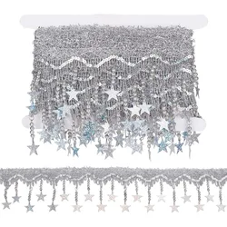 about 4.92 Yards(4.5m) Star Beads Trim Embroidery Lace Trim Star Craft Paillette Fringe Lace Sparkle Tassel Lace Ribbon