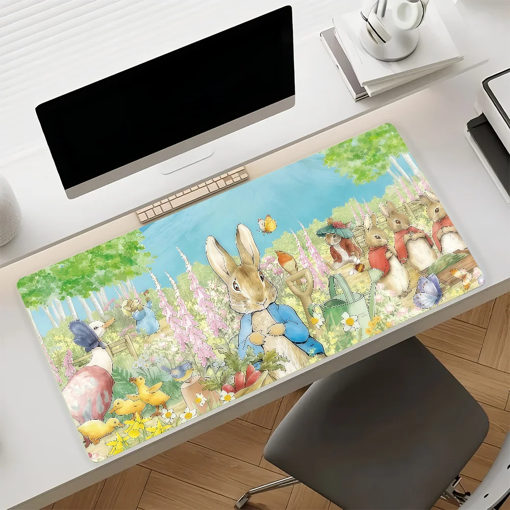 Kawaii P-Peter R-rabbit Cute Mouse Pad Anti Slip Rubber Edge Locked Thickened Laptop Gaming Desk Mat