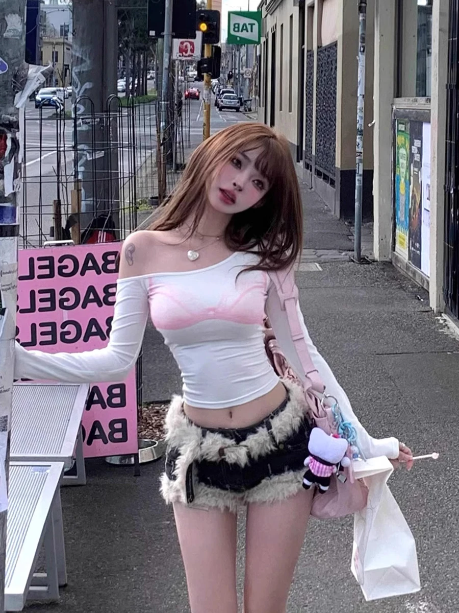 ReddaChic فو الفراء مربوط النساء الدنيم السراويل منخفضة الخصر ممزق غامض الغنيمة السراويل Gyaru Shoujo اليابانية Harajuku الجينز السراويل الساخنة #5