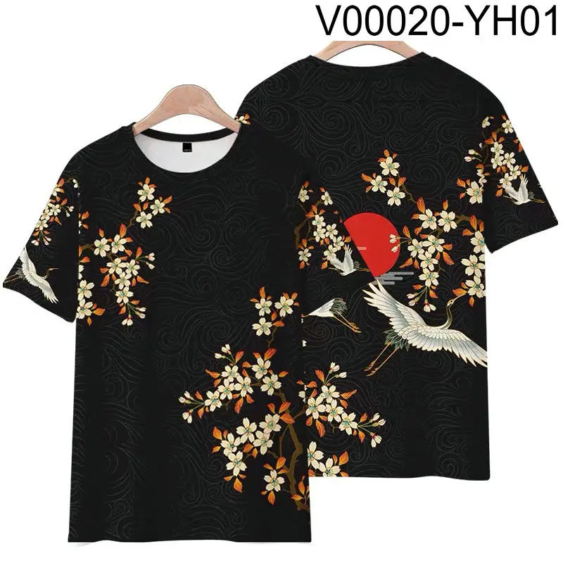 Ukiyo-E Cool Japanese Style 3D Printing T-shirt Summer Fashion Round Neck Short Sleeve Popular Streetwear Plus Size