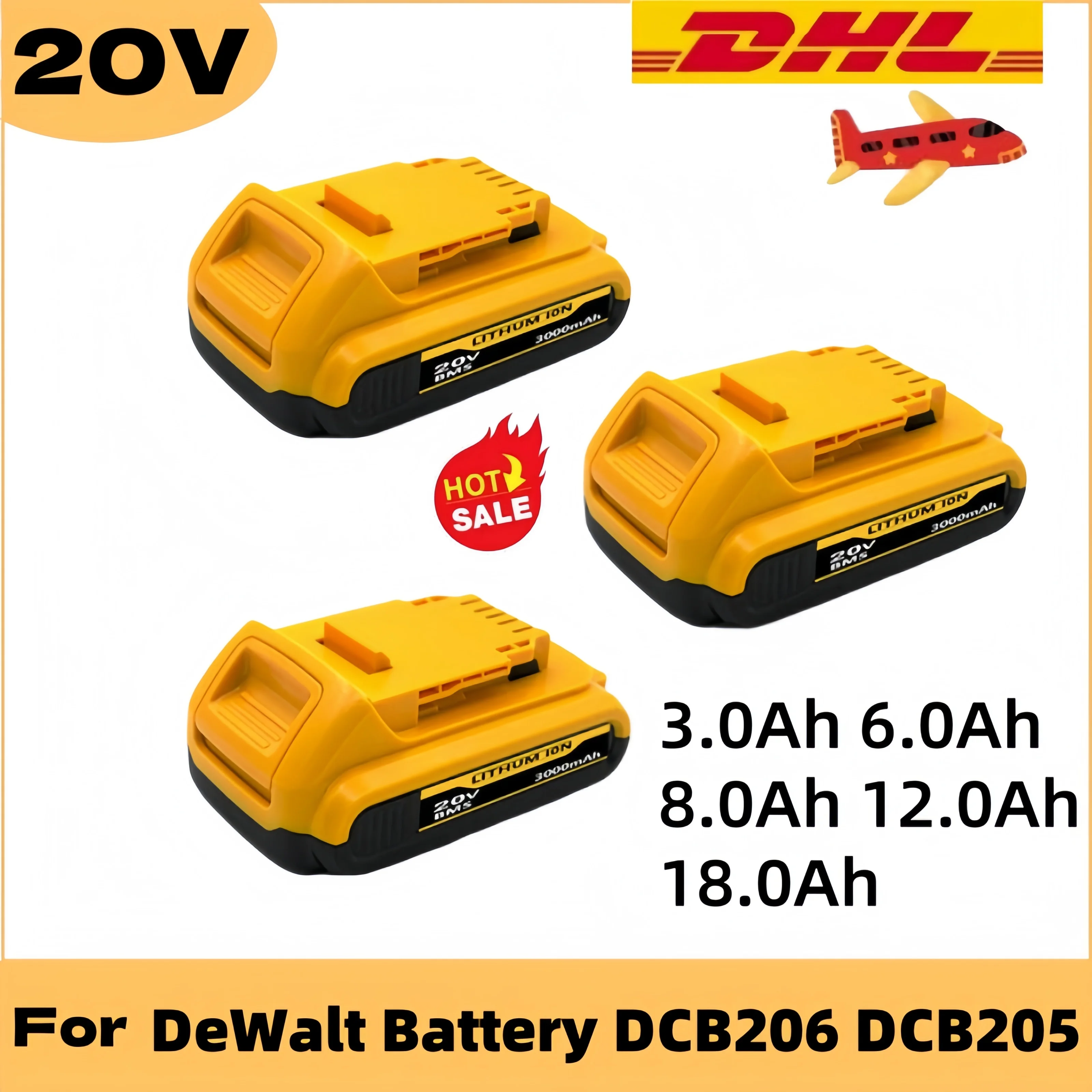 

New 20V suitable for DeWalt Volt maximum lithium-ion battery 60V 18Ah lithium-ion battery replacement DCB206 DCB205 power tool